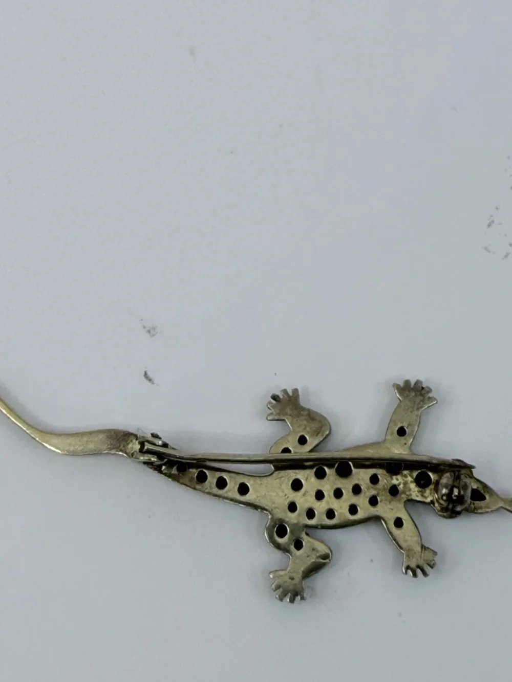 Victorian Bohemian Garnet Lizard Brooch/Pin in Vermeil Sterling Silver
